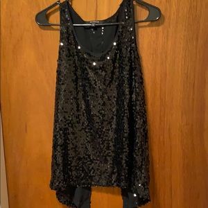 Express Sequin Split Back Tank- Medium